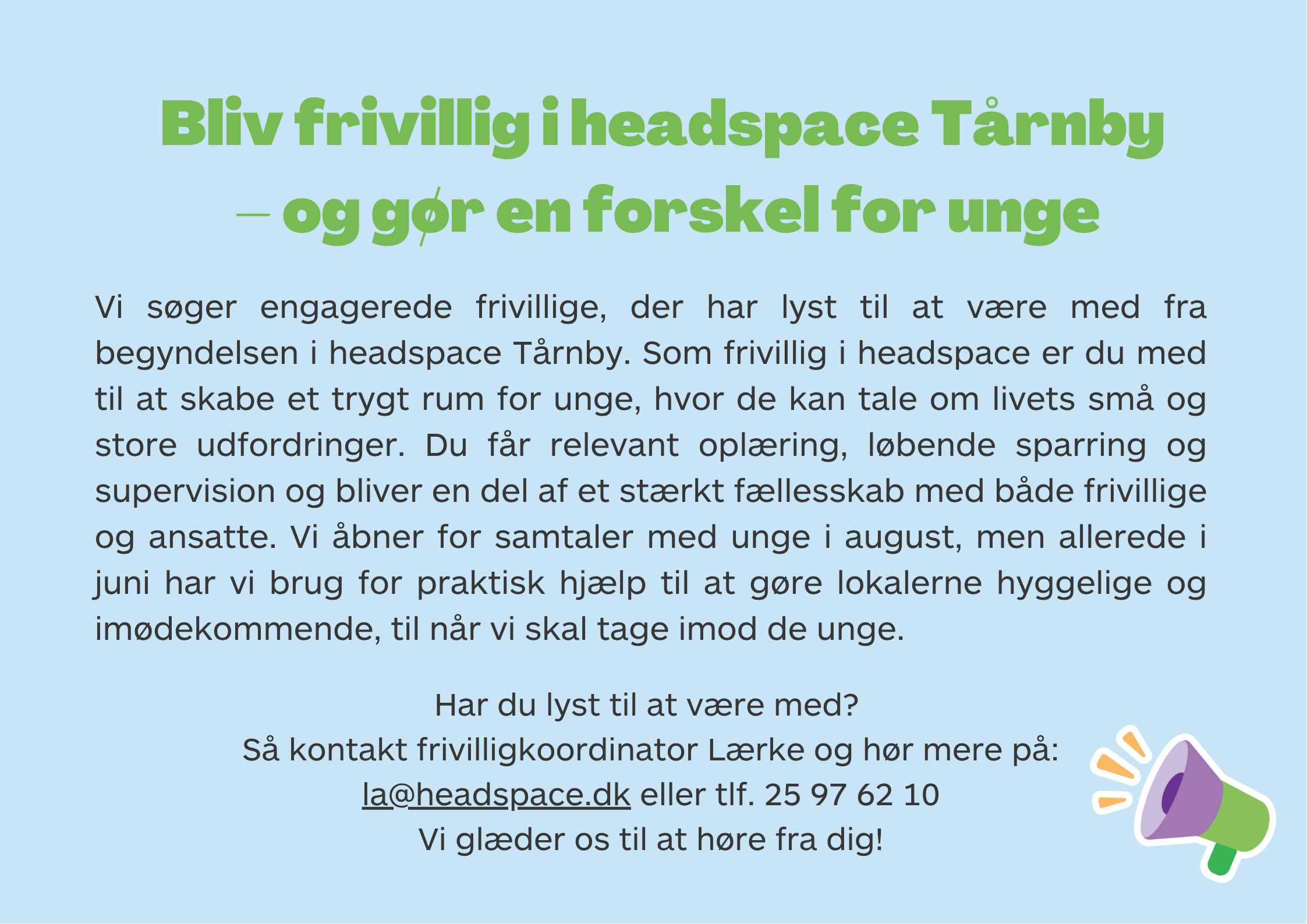 Bliv frivillig i headspace Tårnby – og gør en forskel for unge