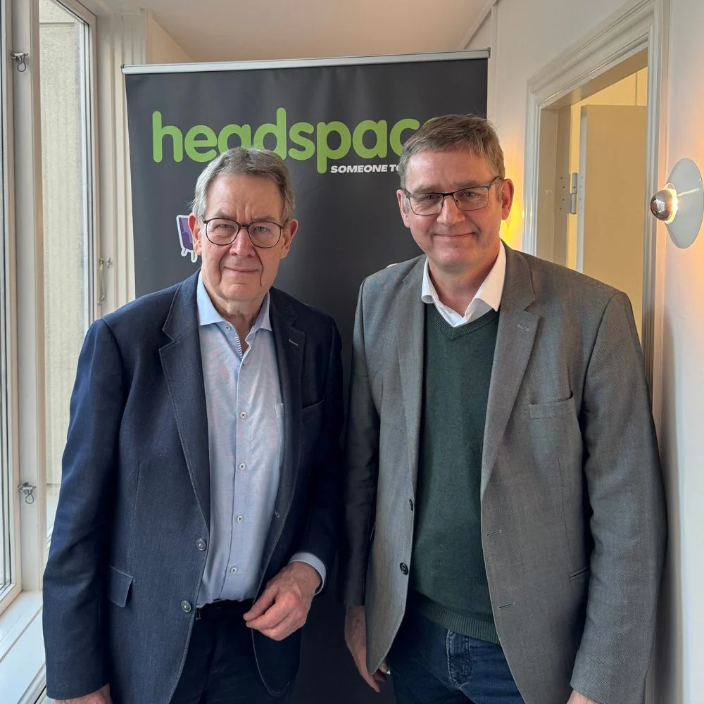 headspace Denmark founder and patron Poul Nyrup Rasmussen and Jørgen Skadborg, Chairman of PLO, Praktiserende Lægers Organisation
