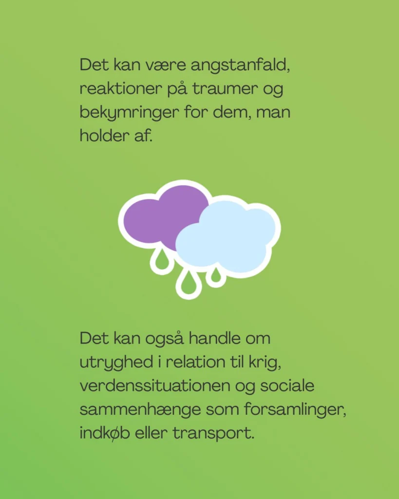 angst Det kan være angst for ikke at slå til, vælge forkert eller fejle - men også følelsen af at blive holdt uden for og fysiske symptomer som ondt i maven, tankemylder og smerter i brystet.